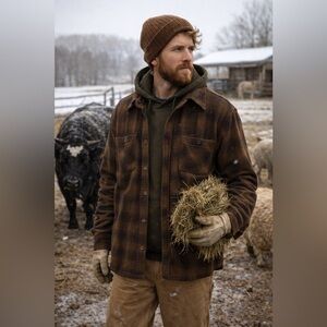 Red Wing Shoes Irish Setter Brown Red Plaid Flannel Jacket Shacket Men’s Size XL